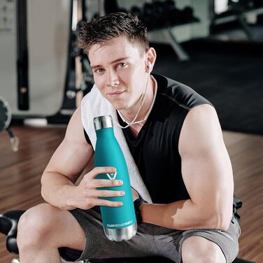 Фляга для води 750 мл, нержавіюча сталь, без BPA, з подвійними стінками, термофляга, для спорту, фітнесу, туризму, кемпінгу, їзди на велосипеді, моховий колір