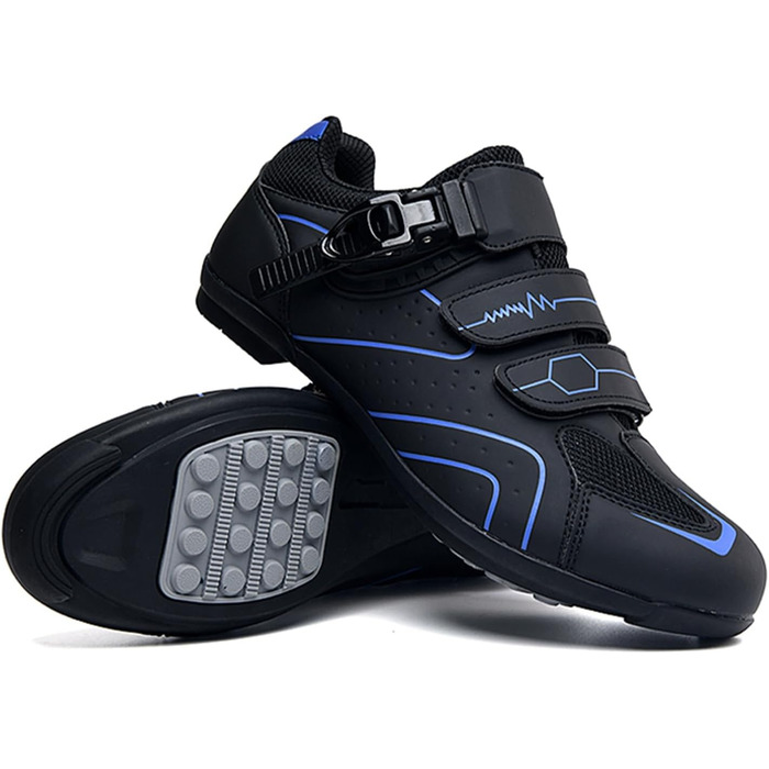 Велосипедні черевики для чоловіків та жінок, для шосе та гірського велосипеда, з гумовою підошвою, дихаючі кросівки, нековзкі велосипедні черевики MTB, 42 EU, блакитні