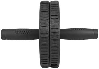 Брюшний ролик GORILLA SPORTS з килимком для колін, 27x18 см, гумовий, нековзкий, чорний — ролик для пресу, тренажер для пресу, абдомінальне колесо для домашніх тренувань