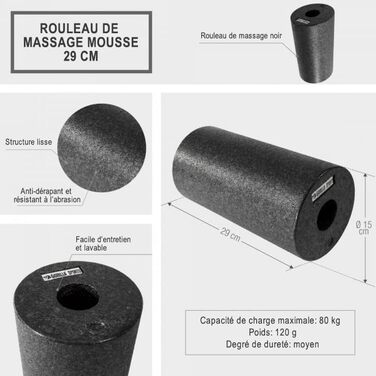 GORILLA SPORTS® Набір для фасціального масажу: ролик, м’яч, дуобол, 3/4/5 шт, пінний, чорний – фасціальний масажер, масажний набір для тренування