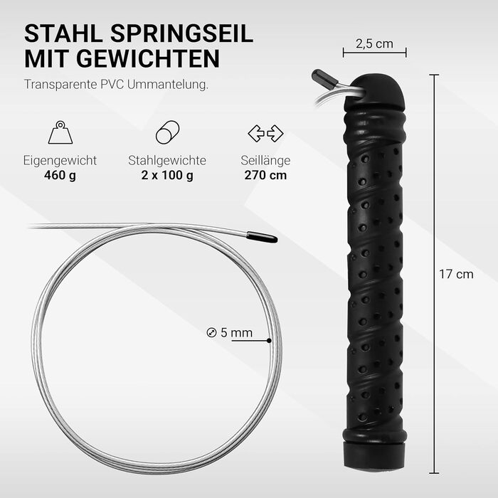 Скакалка зі сталі Professional Studio Quality з виносними вагами