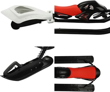 Слалом-санчата з гальмами та ручкою для дітей та дорослих, 80 кг, червоно-білі