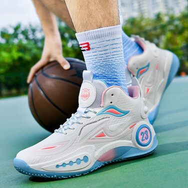 Баскетбольні кросівки High Top з антиковзким покриттям, легкі та зручні. Білі (44 EU, вузька колодка)