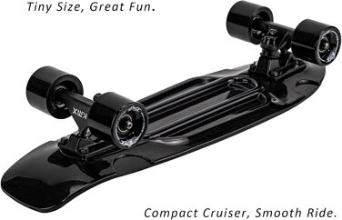 Скейтборд KMX Classic Mini Cruiser 22/27 дюймів для дітей, підлітків та дорослих. Алюмінієві осі, підшипники ABEC-9, колеса 60мм (Чорний)