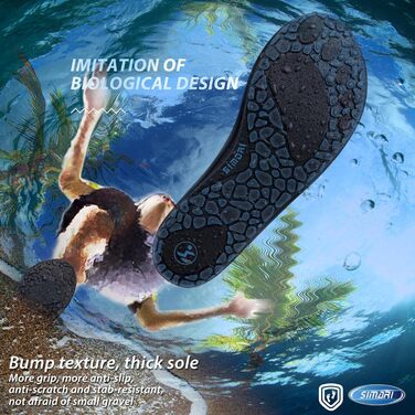 SIMARI Водні черевики для жінок та чоловіків, швидковисихаючі, шкарпетки для плавання, пляжні та спортивні черевики, аквашузи, SWS001, чорний, 46/47 EU