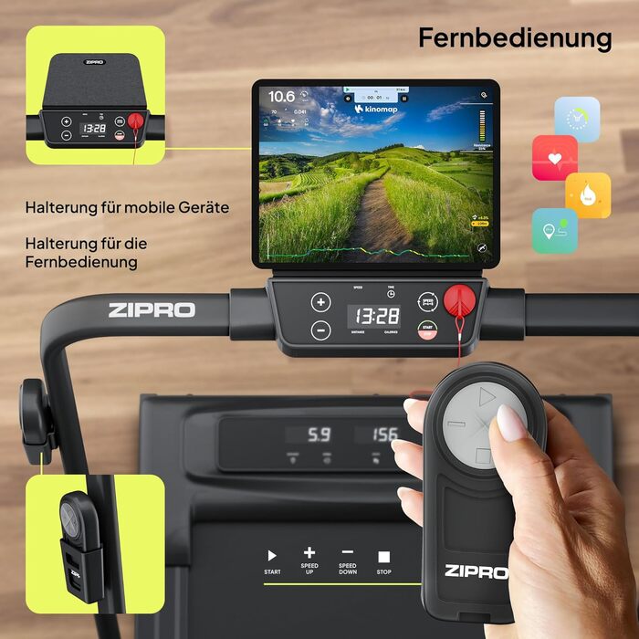 Біговий доріжка ZIPRO Newlite Klappbar: складаний, 1-10 км/год, до 110 кг, LED-дисплей
