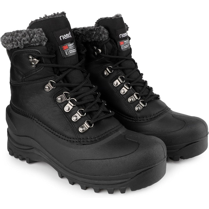Водонепроникні зимові черевики Riemot для жінок та чоловіків. Теплі, з підкладкою, антиковзні, легкі. Ідеальні для походів, трекінгу, роботи, катання на лижах та активного відпочинку взимку. Розміри EU 36-47. Чорний колір. Нові.