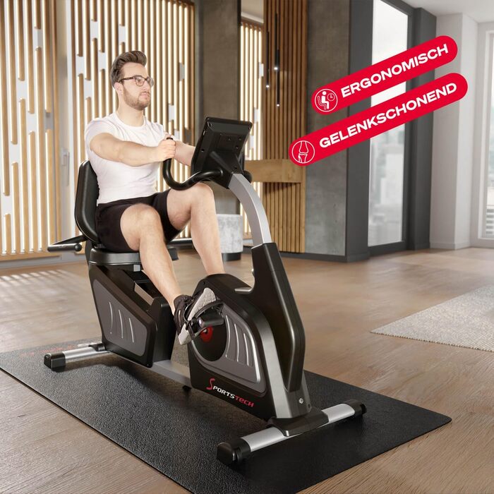 Професійний лежачий ергометр Sportstech ES600 з генератором, німецька якість, додаток з відео та мультиплеєром, підтримка HRC, опційний пульсометр, ергономічне сидіння