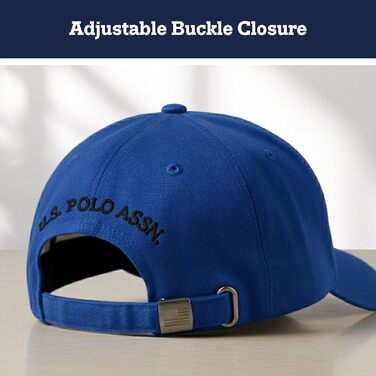 Бейсболка U.S. Polo Assn. з логотипом Pony, 100% бавовна, регульована, темно-синя (Königsblau), один розмір