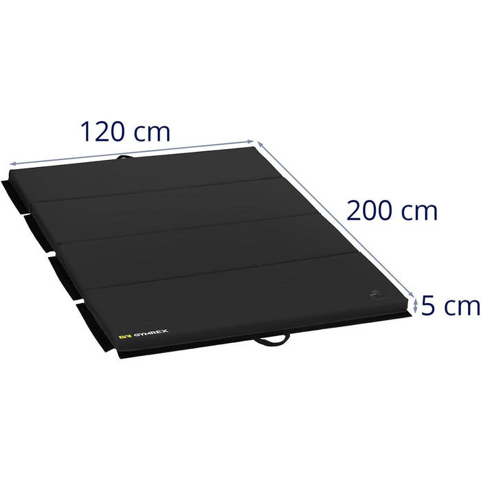 Складаний гімнастичний мат Gymrex GR-FM_19, 200x120x5 см, чорний, м'який мат для гімнастики та фітнесу