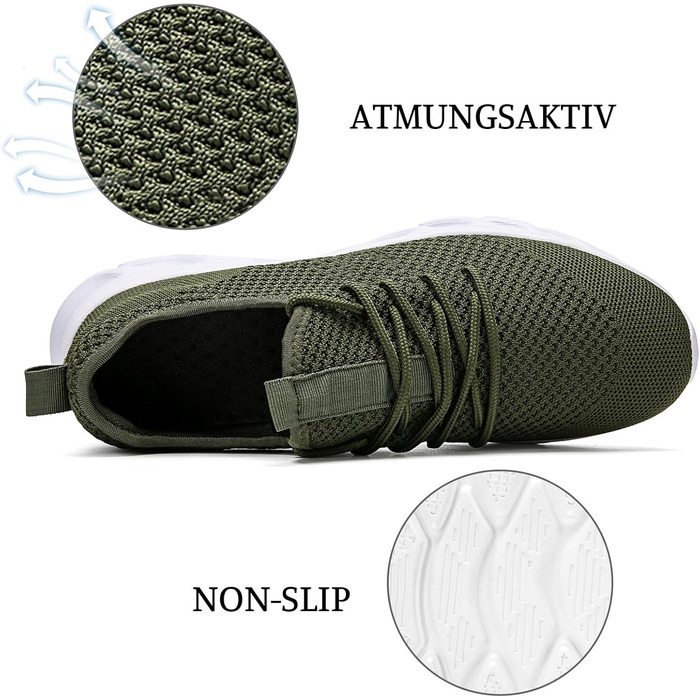 Чоловічі кросівки для бігу та фітнесу Walkingschuhe (Зелені, 47 EU) - Легкі дихаючі спортивні кросівки для вулиці, залу, тенісу, джоггінгу