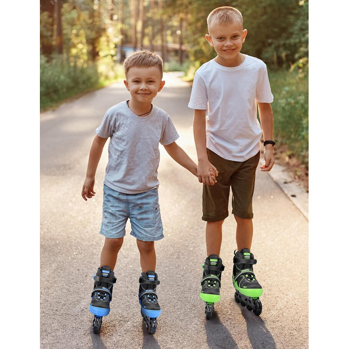 Роликові ковзани Kuxuan для дітей та підлітків, регульовані, зі світлодіодами, розмір Large (EU 37.5-41)