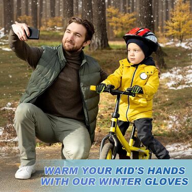 Дитячі рукавички Sukeen Softshell, теплі вело-рукавички, вітростійкі рукавички для їзди на велосипеді, антиковзні рукавички для верхової їзди, спортивні рукавички для активного відпочинку для хлопчиків та дівчаток (M, Чорний-Зелений)