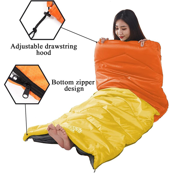 Спальний мішок 4 сезони для дорослих та дітей, теплий, легкий, водонепроникний, для кемпінгу, походу, відпочинку на природі, з компресійним мішком