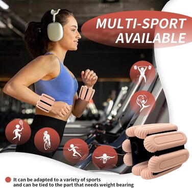 Набір манжет на зап'ястя для плавання та фітнесу, 1 кг, регульовані, для жінок