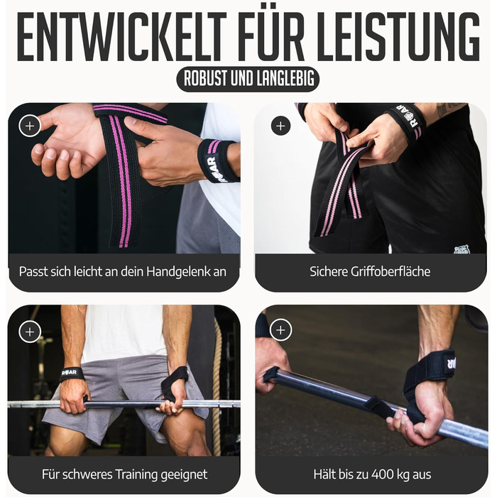 Roar® Ремені для важкої атлетики та кросфіту, підкладкою, для жінок та чоловіків (Рожевий)