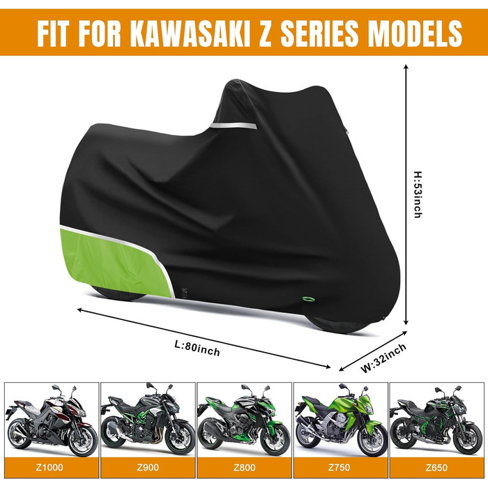 Водонепроникний чохол для мотоцикла 420D Oxford для Kawasaki Z650 Z900 Z1000 Z750 ER6N Z800 (без багажника)