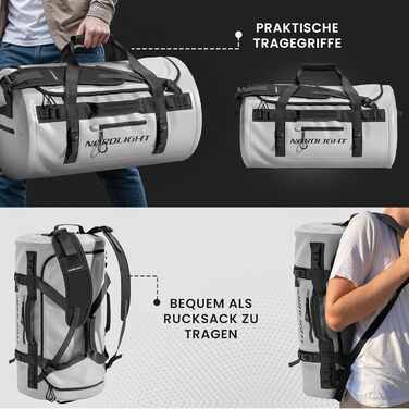 Водонепроникна дорожня сумка-рюкзак 60 л антрацит, Dry Bag для подорожей і спорту