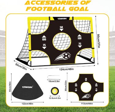 Дитячі футбольні ворота Yimore 3-в-1 для саду з сумкою, 120 см, жовті