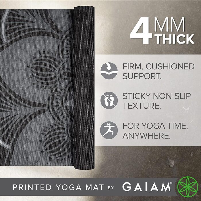 Двосторонній йога-мат Gaiam Mystic Ink, нековзкий килимок для йоги, фітнесу, 6 мм