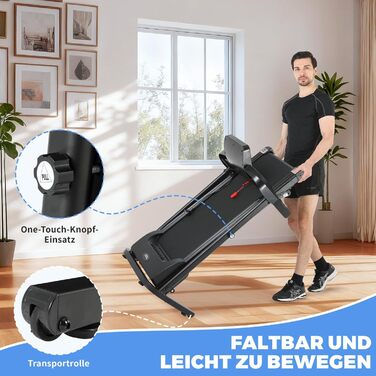 Біговий доріжки складаний для дому 14 км/год з LED-дисплеєм та 12 програмами тренувань, NV-T3801