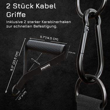 Кабель-тяга з ручками для фітнесу з карабінами - 2 ручки з TPR, стійкі до ковзання та поту, для силових тренажерів, фітнес-гумок та кросоверів - нейлонові стрічки з посиленою швом