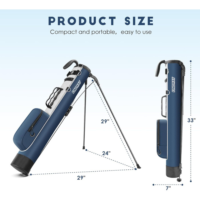 Сумка для гольфу Findway: сталева сумка з ременями, легка та міцна, 80 см, для тренувань та гри, A1-BU