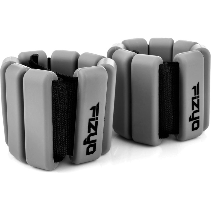 Регульовані вантажі на зап'ястя Fizyo – комплект з 2 шт. Міцні та портативні вантажі для зап'ястя та щиколоток для йоги, танців, балету, пілатесу, кардіо, аеробіки, ходьби (Сірий, 2x225г)