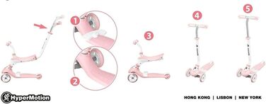 Самокат дитячий Kinderroller 5 в 1 рожевий: самокат-біговел, з сидінням, для дівчаток та хлопчиків