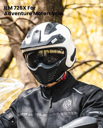 Мотошолом інтегральний IL Helmets 726X для чоловіків, ретро, з візором, ECE, білий, розмір M