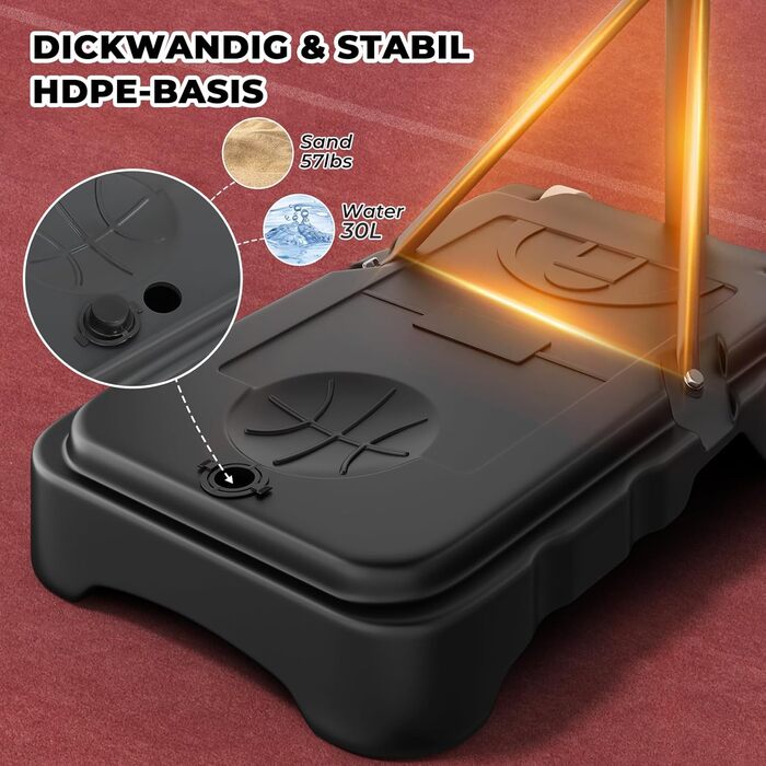 Баскетбольний кошик YOLEO для дітей, регульована висота 1,1-2,1 м, мобільна конструкція, для гри в приміщенні та на вулиці, до 12 років