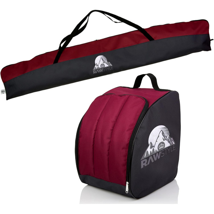 Чохол для лиж Rawstyle Skitasche Set 190см, водонепроникний, чорно-бордовий