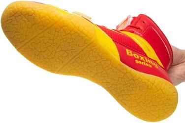 Боксерські черевики для чоловіків та жінок, дитячі, для індоор-фітнесу, бойові черевики, антиковзкі та дихаючі хай-топ бойові черевики, 40 EU, червоний, жовтий