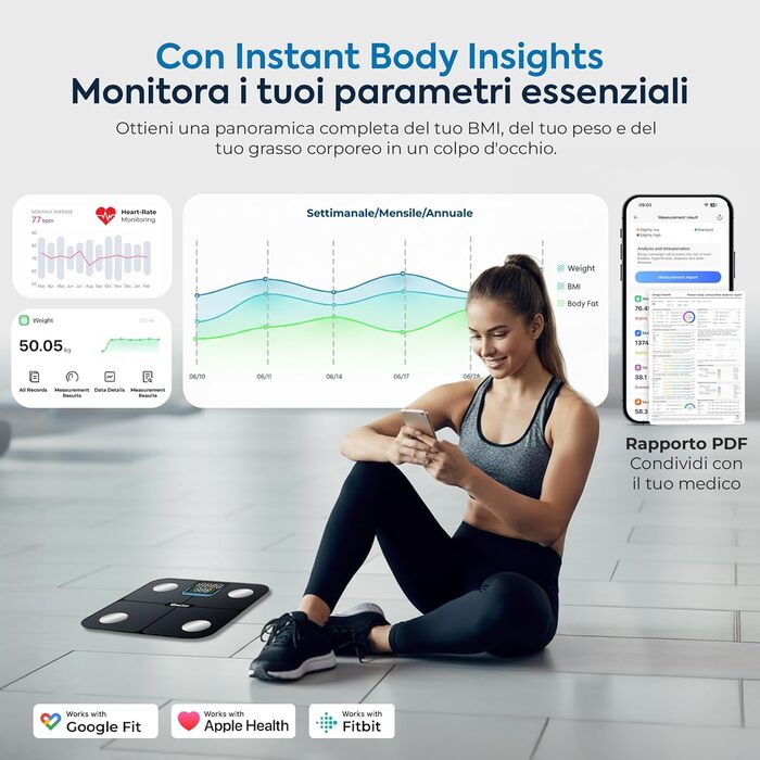Інтелектуальна вага для тіла з ITO-екраном, електрична, для вимірювання жиру, з безкоштовним додатком