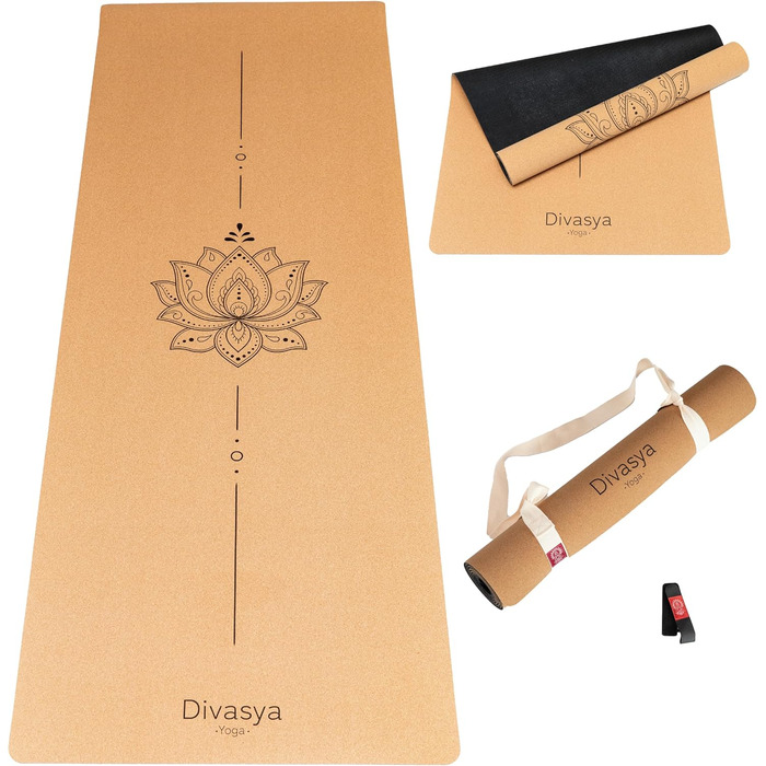 Йога мат Premium Kork: з натурального каучуку та корку | 100% натуральний та екологічний | 183 x 66 x 0,4 см | з чохлом для перенесення | неслизький | безпечний | без TPE | міцний та довговічний