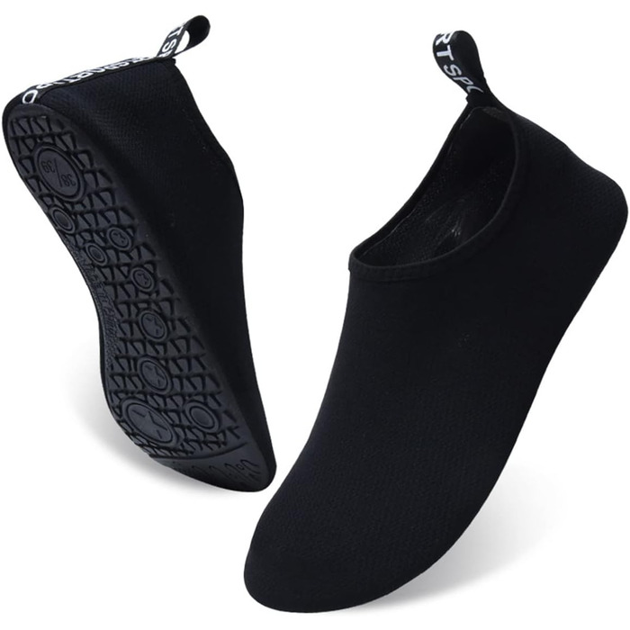 Аквашузи для плавання та відпочинку на пляжі: швидка сушка, чорний колір, 38/39 EU