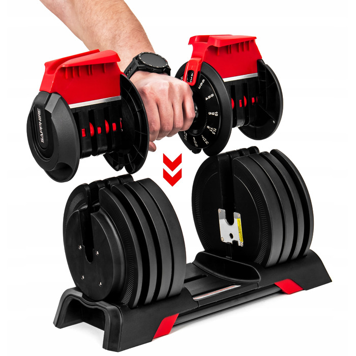 Регульовані гумовані гантелі Sapphire, 1 x 24 кг