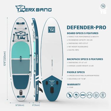 Надувна SUP-дошка TIGERXBANG Defender-Pro для веслування стоячи
