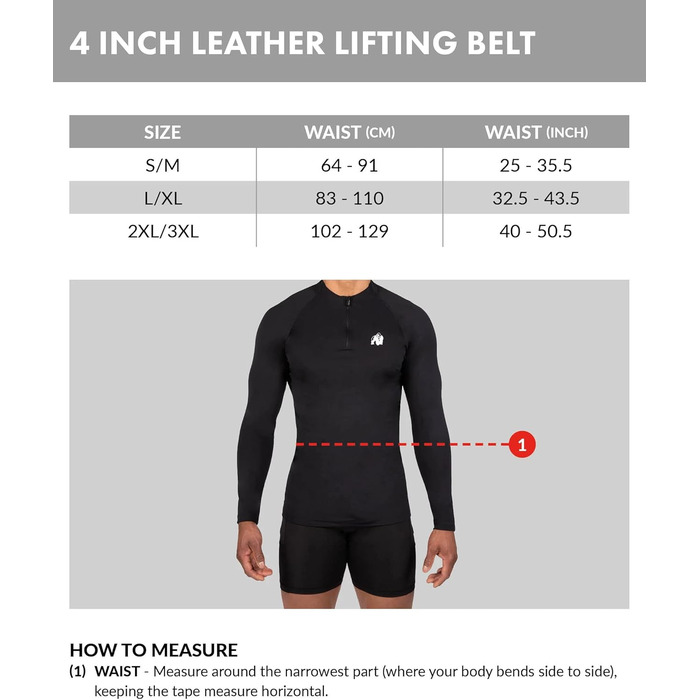Пояс для підйому важких ваг Gorilla Wear, шкіряний, 4 дюйми, чорний