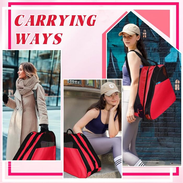 Сумка для роликових ковзанів, роликових ковзанів, ковзанів для льоду, сумка для ковзанів, червона, для жінок та чоловіків