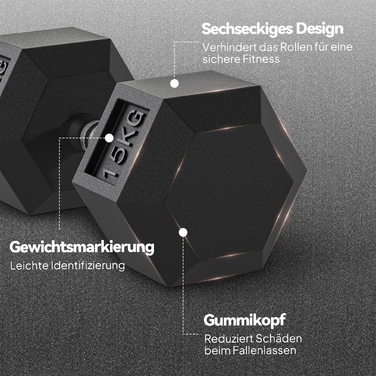 Штанги HOMCOM з рифленим руків'ям, гантелі з чавуну, 2 x 15 кг, гантелі для чоловіків та жінок
