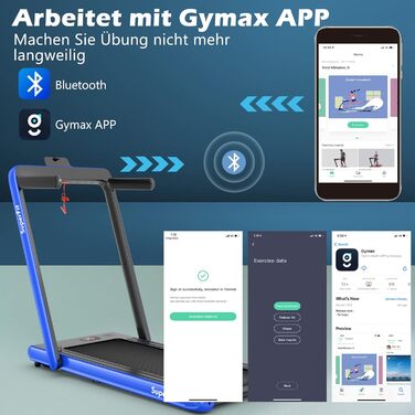 GOPLUS Біговий доріжка 2-в-1 складана з пультом, електрична з керуванням через APP, Bluetooth, тримач для телефону, швидкість 1-12 км/год, до 120 кг, блакитна