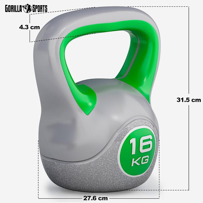 Кетлбел GORILLA SPORTS® 2-20 кг - вага для фітнесу, тренувань, з пластиковою підставкою (окремо/набір)