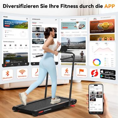 Sperax 4-в-1 біговий килимок з вібрацією для дому та офісу. Швидкість 0.3-6 км/год, з додатком, 400W, без монтажу (чорний)