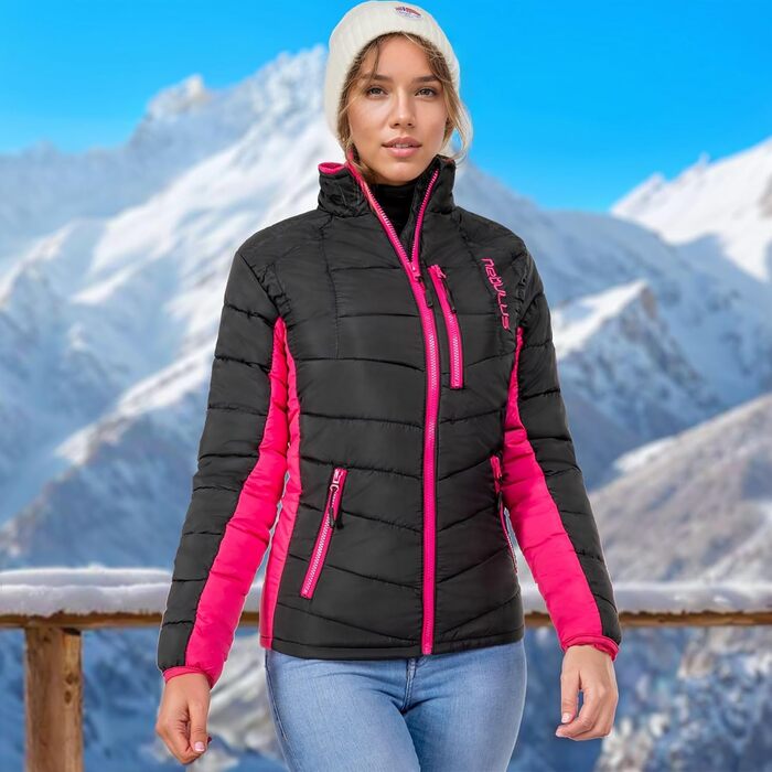 Жіноча куртка Nebulus GRAFFITY: тепла, практична та універсальна куртка для переходу та зими, чорно-рожевий колір