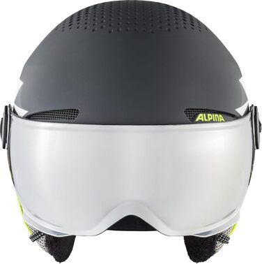 Дитячий лижний шолом ALPINA ZUPO VISOR Q-LITE з посиленим контрастом, візор, легкий, преміум-якість, матовий сірий-неоновий, 51-55 см