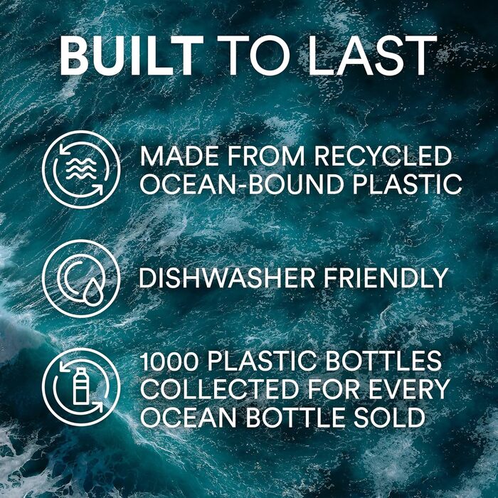 Ocean Bottle – багаторазова пляшка для води з переробленої нержавіючої сталі, екологічна, 1 л, помаранчева