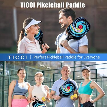 Набір пікбол paddles TICCI: 2 paddles, 4 м'ячики, сумка, схвалено USAPA