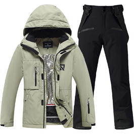 Жіночий сніговий костюм HOUZONIY: комплект куртки та штанів для сноубордингу та катання на лижах, водонепроникний, теплий, знімний капюшон, розмір M, кольори: зелений + чорний 2021