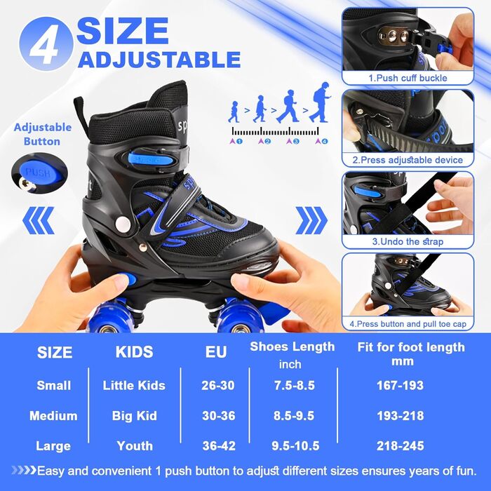 Дитячі ролери Duzskj для хлопчиків та дівчаток, регульовані, з підшипниками, чорний & фіолетовий (L, чорний & синій)